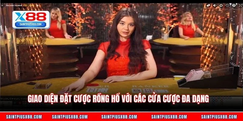 Giao diện đặt cược rồng hổ với các cửa cược đa dạng